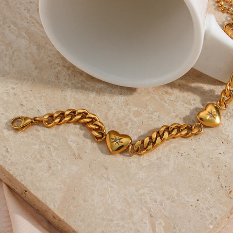 Plated Ocean Heart Cuban Chain Bracelet