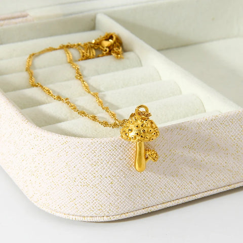 Plated Mushroom Pendant Necklace