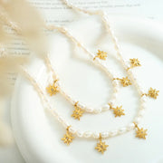 Stainless Steel Star Pearl Choker Necklace