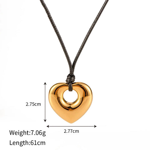 Gold Heart Rope Necklace