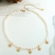 Stainless Steel Star Pearl Choker Necklace