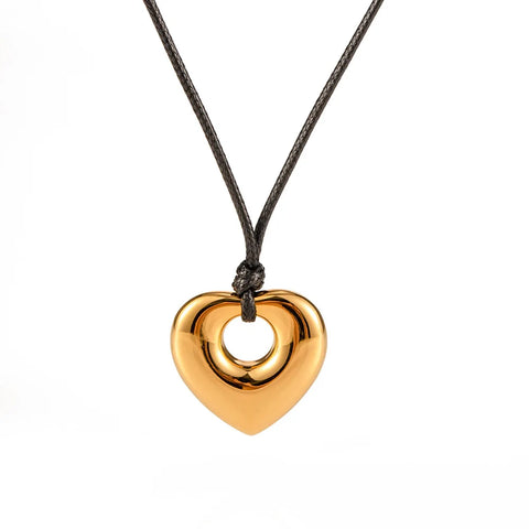 Gold Heart Rope Necklace