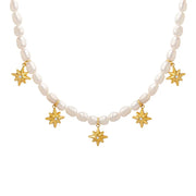 Stainless Steel Star Pearl Choker Necklace