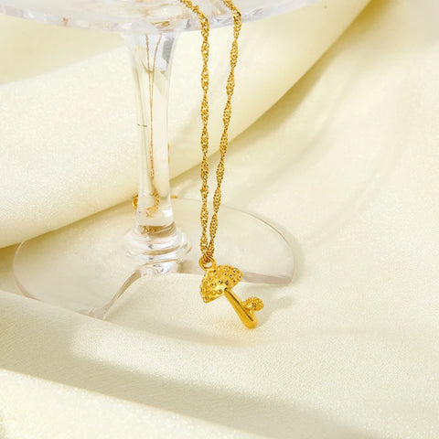 Plated Mushroom Pendant Necklace