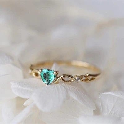 Criberg Gold Green / 5 Huitan Simple Heart Ring 840307_Z0SQDFV