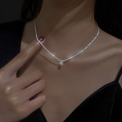 Criberg Silver Chain 2 Sparkling Clavicle Chain Necklace 969297_NKIXH0S