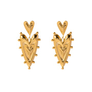 Gold Peach Heart Earrings