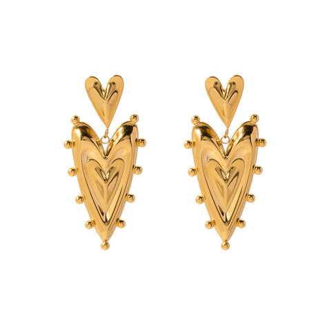 Gold Peach Heart Earrings