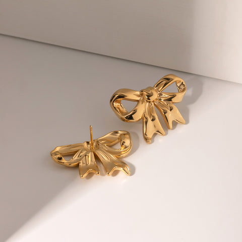 Chic Gold Bow Earrings